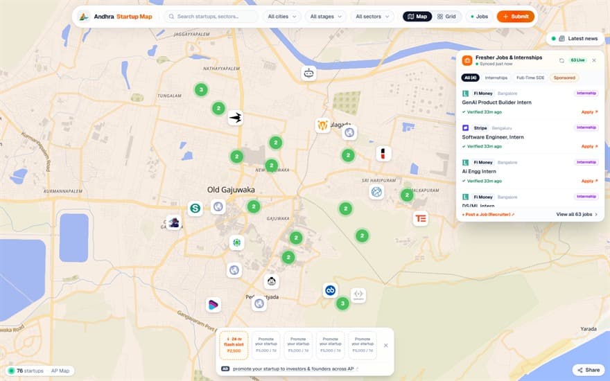Screenshot of Andhra Startup Map